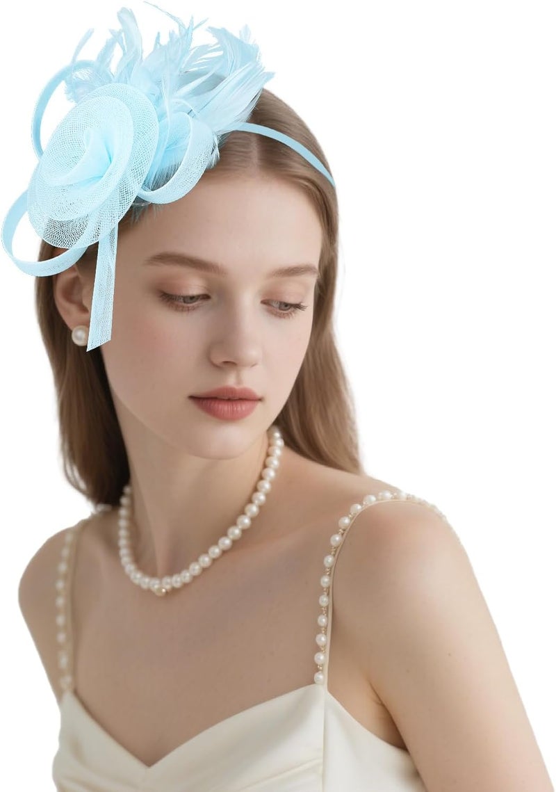 AMCAMI Fascinators Hats with Feather for Women 2025 Derby Hats Small Tea Party Hat with Headband - Image 4